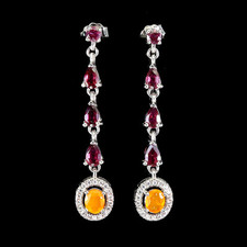 Usado, Verano 925 Pendientes Plata Ovalado Naranja Ópalo Rodolita Gema Natural Joyería comprar usado  Enviando para Brazil
