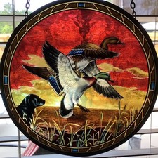 Vitral redondo vintage Patos-real 6,5" Phillip Crowe, usado comprar usado  Enviando para Brazil