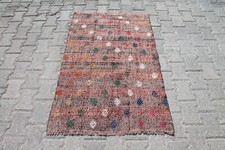 Tapete Kilim turco de lã marrom rosa feito à mão 3x4 pés: entrada étnica boho comprar usado  Enviando para Brazil