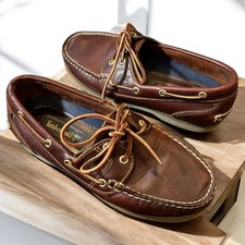 Sapatos de barco Timberland masculino 2 olhos couro clássico marrom preppy tamanho 7M náutico comprar usado  Enviando para Brazil