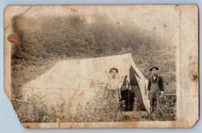 Cartão postal antigo postado foto campo cena barraca acampamento casal c1910 comprar usado  Enviando para Brazil