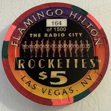 FLAMINGO HILTON RÁDIO CITY ROCKETTES US$ 5 164 DE 1500 CHIP DE CASSINO LAS VEGAS NV comprar usado  Enviando para Brazil