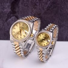 Rolex SET Datejust 26/36mm ouro amarelo 18k e aço ICED 1,50 ct mostrador de ouro diamante, usado comprar usado  Enviando para Brazil