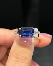 Aliança de casamento masculina ouro branco 14K com safira natural e diamante 2,67 quilates tamanho 11 comprar usado  Enviando para Brazil