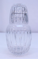 Jarro de cristal de cabeceira vintage tampa copo decantador jarro noite conjunto com nervuras comprar usado  Enviando para Brazil