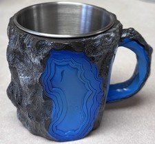 Usado, Caneca copo fatia ágata falsa resina mineral azul cinza comprar usado  Enviando para Brazil