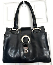 Bolsa de ombro CHENSON couro preto estruturado alça dupla estojo VINTAGE 3144 comprar usado  Enviando para Brazil