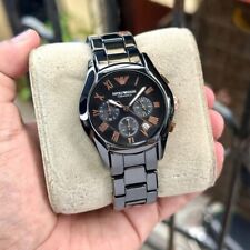 NOVO RELÓGIO FEMININO GENUÍNO EMPORIO ARMANI AR1411 CERÂMICA OURO ROSA E PULSEIRA PRETA comprar usado  Enviando para Brazil