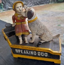 Ancienne tirelire en fonte SPEAKING DOG BANK old Vintage Antique collection  comprar usado  Enviando para Brazil