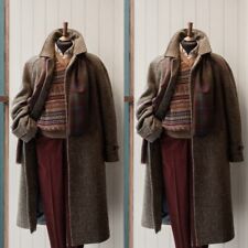 Casacos quentes casuais vintage masculinos de tweed marrom espinha de peixe ao ar livre, usado comprar usado  Enviando para Brazil