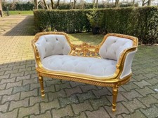 Sofá Settee Francês Luís XVI Moldura Dourada Off-White Veludo Elegante Vintage comprar usado  Enviando para Brazil