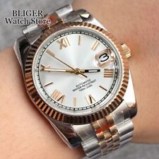 Relógio automático masculino pulseira Jubileu 36 mm mostrador prata ouro rosa algarismos romanos NH35, usado comprar usado  Enviando para Brazil
