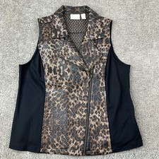 Jaqueta de motocicleta Chico's feminina 2 multicolorida zíper completo sem mangas estampa animal comprar usado  Enviando para Brazil
