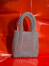 Bolsa feminina de pérolas, acrílica com miçangas feita à mão bolsa de mão de pérola pequena comprar usado  Enviando para Brazil