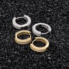 Brinco de argola feminino masculino folheado a ouro 14K prata esterlina 925 gelado Cz Huggie comprar usado  Enviando para Brazil