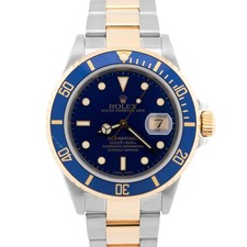 Relógio Rolex Submariner Date 40mm AZUL dois tons ouro 18K aço inoxidável 16613 comprar usado  Enviando para Brazil