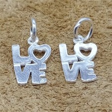2 berloques de prata esterlina com carta de amor pingente de coração de prata 925 para pulseira comprar usado  Enviando para Brazil