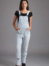 Macacão jeans Rusty Ladder AUS 8 EUA 1 listra azul lavada Dungarees relaxado comprar usado  Enviando para Brazil