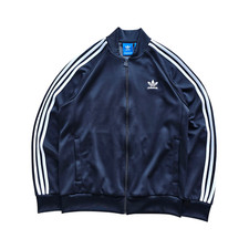 Jaqueta de pista Adidas Trefoil zíper completo azul marinho 3 listras masculina grande comprar usado  Enviando para Brazil