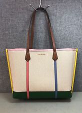 Bolsa tote Tory Burch bege lona com acabamento em couro multicolorido comprar usado  Enviando para Brazil