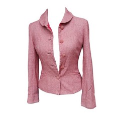 Blazer de lã ajustado rosa vintage - Tamanho pequeno, tecido texturizado, botão exclusivo , usado comprar usado  Enviando para Brazil