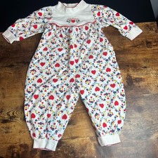 Romper vintage anos 90 bebê B’Gosh menina uma peça corações floral branco vermelho 18 meses comprar usado  Enviando para Brazil