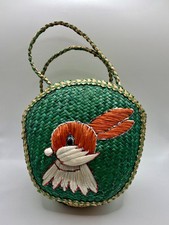 Usado, Cesta de Páscoa verde vintage coelho tecido palha forro vinil década de 1960’s comprar usado  Enviando para Brazil