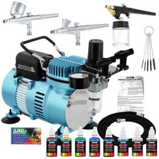 Master 3 aerógrafo, kit compressor de ar, suporte 6 cores primárias conjunto de tinta acrílica comprar usado  Enviando para Brazil