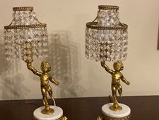Raro! Par de abajures de querubim dos anos 50 ~ bases de mármore e dourado ~ abajures de cristal., usado comprar usado  Enviando para Brazil