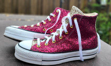 Sapato alto feminino plataforma glitter ouro rosa magenta tamanho 9 CONVERSE CTAS 570626C, usado comprar usado  Enviando para Brazil