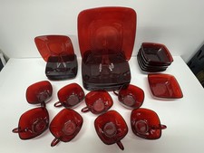 Usado, Conjunto de prato âncora vintage vermelho rubi depressão vidro para 8 comprar usado  Enviando para Brazil