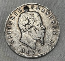 Moeda estrangeira de prata antiga com furo 1871 Itália 5 liras comprar usado Moeda estrangeira de prata antiga com furo 1871 Itália 5 liras comprar usado  Enviando para Brazil