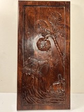 Painel de madeira vintage esculpido à mão raposa coelho 3D decoração arte de parede 20"" comprar usado  Enviando para Brazil