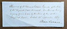 Recibo legado manuscrito de 1869 Estate of Elizabeth Chave, Ann Corner's comprar usado  Enviando para Brazil