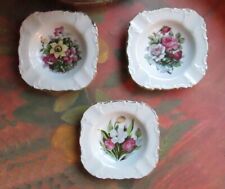 Conjunto de 3 Cinzeiros Vintage Pequenos de Porcelana Cada um com Design Floral Diferente #3240, usado comprar usado  Enviando para Brazil