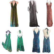 Vestido de seda sortido lote atacado 15 peças vestido feminino indiano tamanho livre maxi feminino, usado comprar usado  Enviando para Brazil