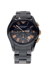 EMPORIO ARMANI AR-1430 relógio de quartzo analógico preto aço inoxidável excelente Japão comprar usado  Enviando para Brazil