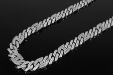 Colar masculino de tênis de diamante corte redondo 18 quilates criado em laboratório acabamento em ouro branco 14K comprar usado  Enviando para Brazil
