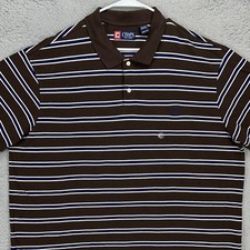 Camisa polo masculina adulta Chaps 3XB grande alta marrom azul listrada casual rugby NOVA, usado comprar usado  Enviando para Brazil