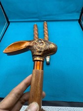 Cabo de cabeça de coelho sólido bengala de madeira vitoriana para ele, usado comprar usado  Enviando para Brazil
