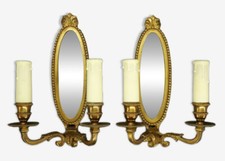 PAR DE ARANDELAS-ESPELHOS ESTILO LOUIS XVI - BRONZE - FRANCÊS ANTIGO comprar usado  Enviando para Brazil
