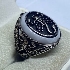 Anel masculino de prata 925 gravura em escorpião turco EUA 8 – 10g estilo clássico comprar usado  Enviando para Brazil