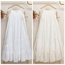 Usado, Vestido longo feminino 100% algodão completo extensor anágua renda pescoço solto comprar usado  Enviando para Brazil