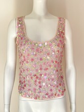 Blusa de malha Escada rosa lantejoulas frisadas - Tamanho M comprar usado  Enviando para Brazil