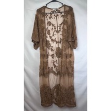 Sundance Feminino XS Marrom Longo Transparente Renda Manga Curta Hippie Chic Boho Kimono comprar usado  Enviando para Brazil