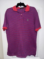 Camisa polo listrada Ralph Lauren manga curta regular vermelha azul masculina grande comprar usado  Enviando para Brazil