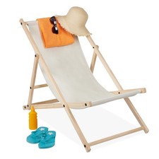 Leżak drewniany Relaxdays w kolorze beżowo-brązowym, używany na sprzedaż  PL