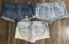 LOTE vintage de 3 shorts jeans femininos Abercrombie & Fitch cintura baixa tamanho 10/30 comprar usado  Enviando para Brazil