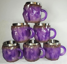 Conjunto de 6 canecas de café de inserção de aço inoxidável ametista roxa resina cristal mineral comprar usado  Enviando para Brazil