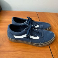 Tênis de skate Vans masculino azul marinho branco Old Skool 500714 lona casual conforto 8 comprar usado  Enviando para Brazil